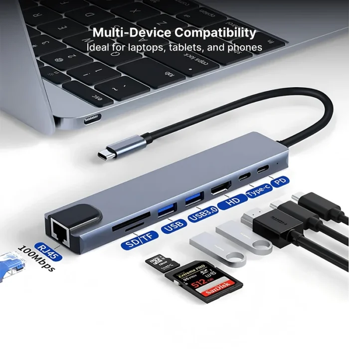4K 8-in-1 USB C HUB - Image 2